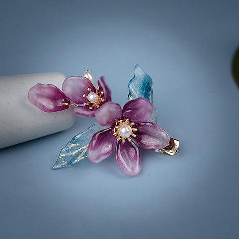 Purple Flower Hair Clips Vintage Butterfly Hairpins Pendant Hair -JW00543-Veeddydropshipping