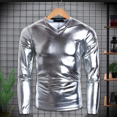 Appearance Solid Color Long Sleeve Top V Neck