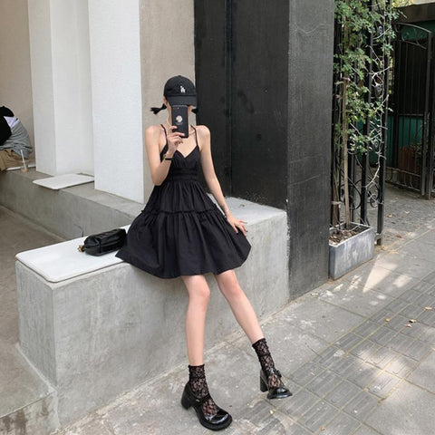 Sexy Mini Strap Backless Dress Woman A Line Dresses-WF00078-Veeddydropshipping
