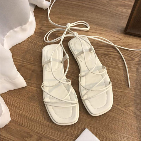 Sexy Flat Casual Cross-Tie Open Toe Fairy Style Narrow-BS00894-Veeddydropshipping