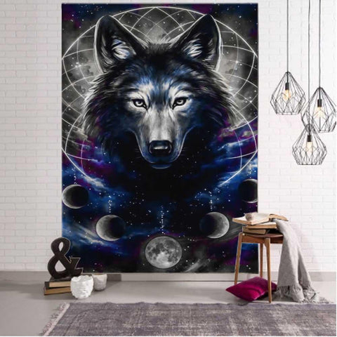 Fantasy wolf tapestry wall hanging room decoration-HA00224-Veeddydropshipping