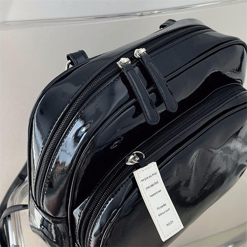 Small Backpack Patent Leather Girls Student Shoulder Bags Cute Solid-BS00068-Veeddydropshipping