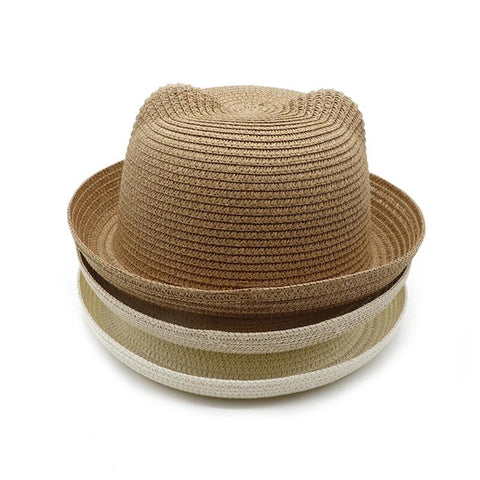 Cute Baby Hat With Ears Summer Straw Mesh Baby Girl Boy Hat Kids Snapback-TB00476-Veeddydropshipping