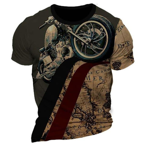 T-shirt For Men Motor Biker 3d Print Vintage Short-MF00185-Veeddydropshipping