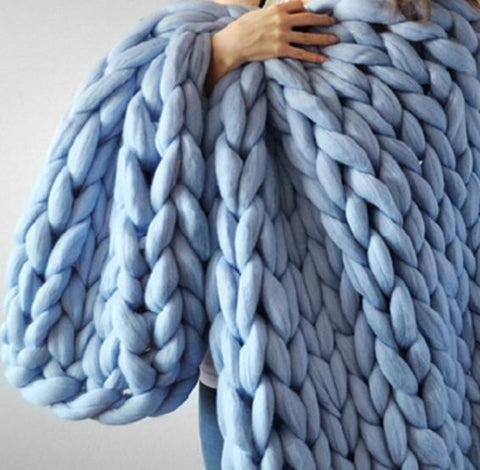 Soft Handmade Weaving Thick Yarn Blanket-HA00447-Veeddydropshipping