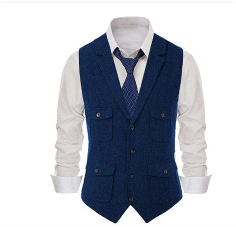 Sleeveless Jackets Herringbone Waistcoat Wedding Suits-MF01273-Veeddydropshipping