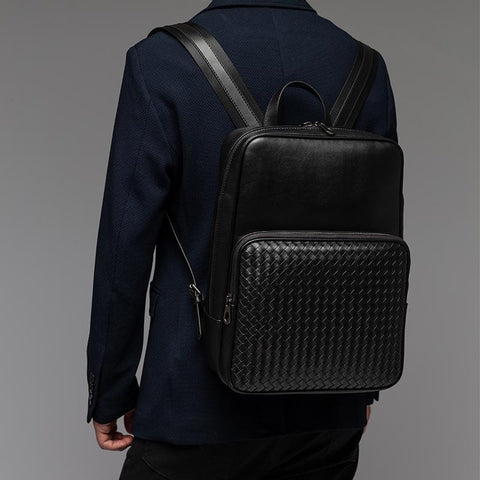 Men Backpack Fashion Real Natural Leather Student Backpack-BS00322-Veeddydropshipping