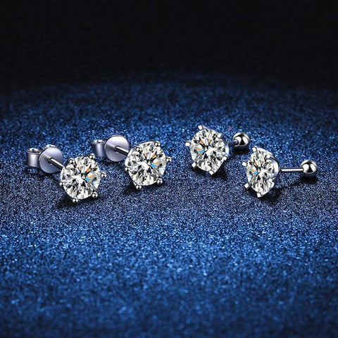 925 Sterling Silver Moissanite Screw Stud Earrings Drop Diamond For Women-JW00050-Veeddydropshipping