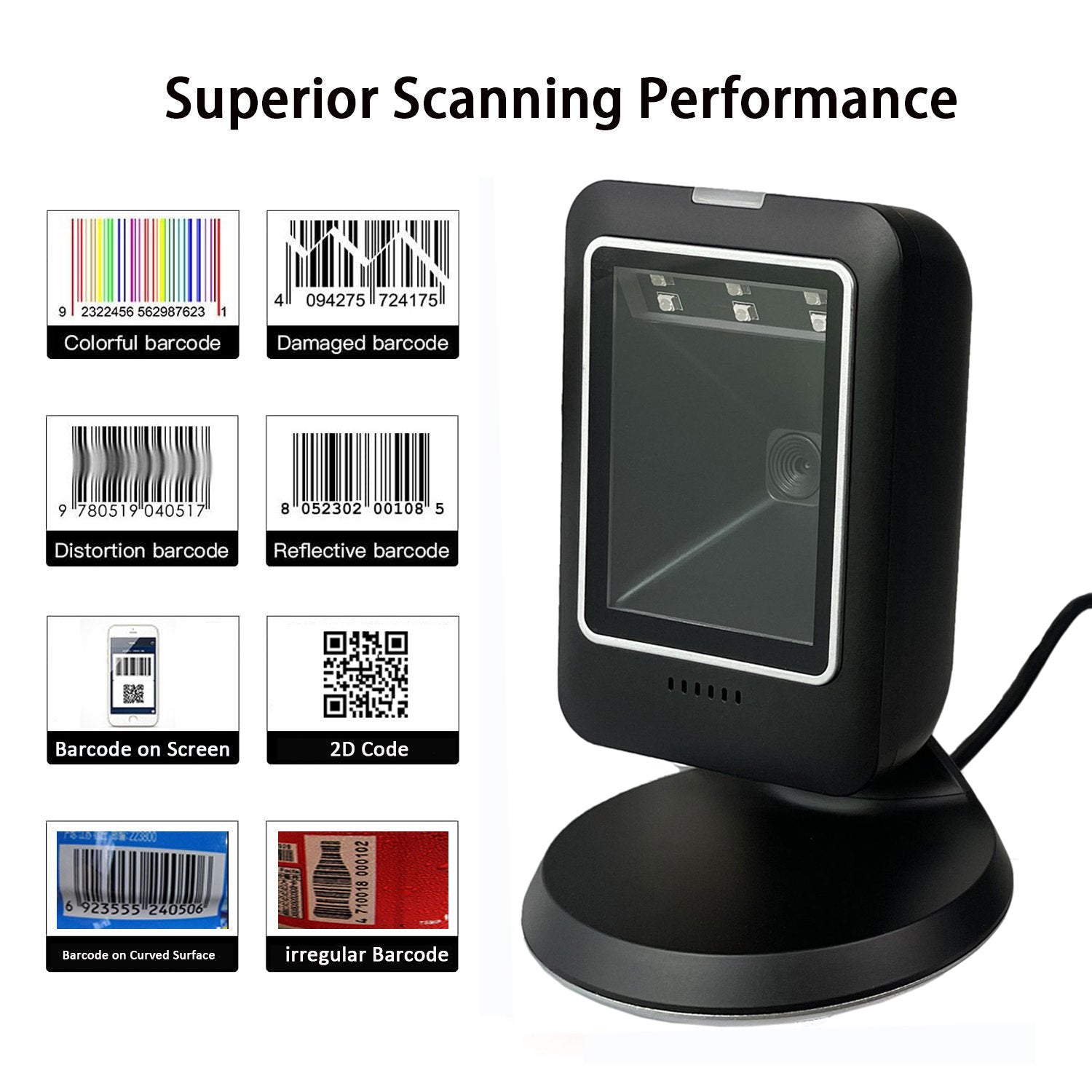 Barcode scanner 2D omnidirectional desktop automatic sensing data matrix reader supermarket-Veeddydropshipping