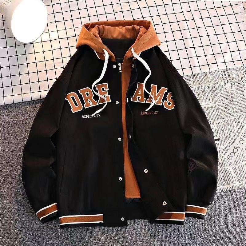 Baseball Suit, Fake Two-piece Fashion, Versatile Hooded1