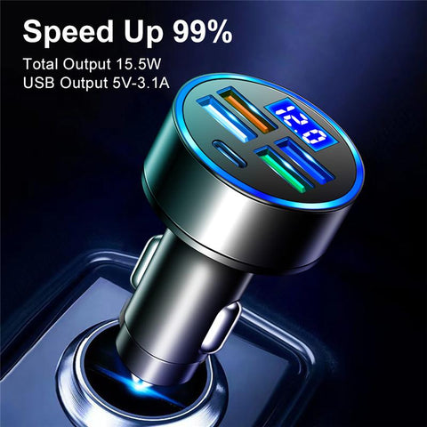 Lovebay 4 Ports USB PD Fast Car Phone Charge With LED-PA01125-Veeddydropshipping