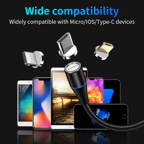 3A Magnetic USB Cable Fast Charge Micro USB Type C Cable For iPhone Samsung S20-PA01025-Veeddydropshipping