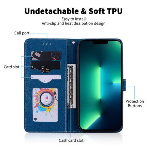 For iPhone 13 12 11 Pro Max SE XS XR 7 8 + Luxury Leather Wallet Flip Cover Case-PA00115-Veeddydropshipping