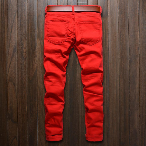Fashion Biker Runway Hip hop Slim Jeans Knee zipper-MF00544-Veeddydropshipping