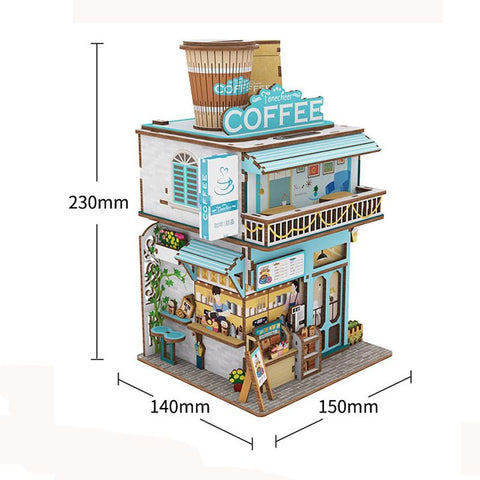 DIY Wooden Model Building Kits Coffee Inductive Storage Box City Street-TB01492-Veeddydropshipping