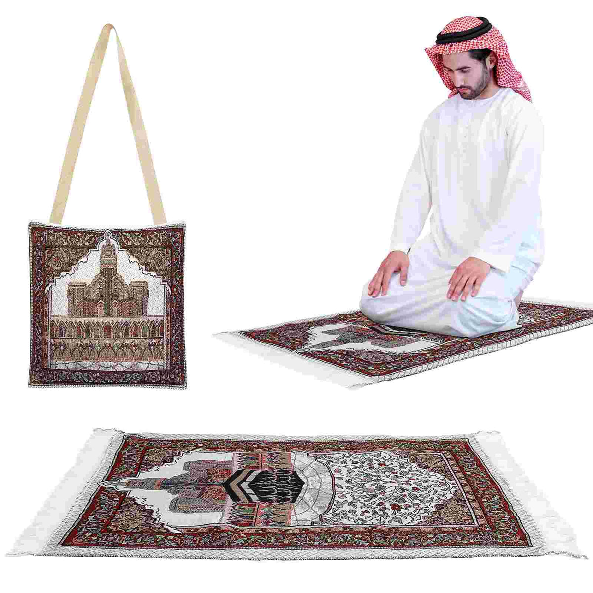 Muslim Carrying Bag Portable Tassel Prayer Carpet-HA00425-Veeddydropshipping