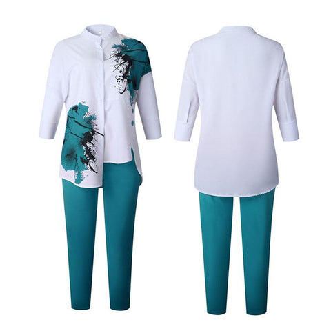 2 Piece Set Women Slim Sleeve Prints-WF01689-Veeddydropshipping