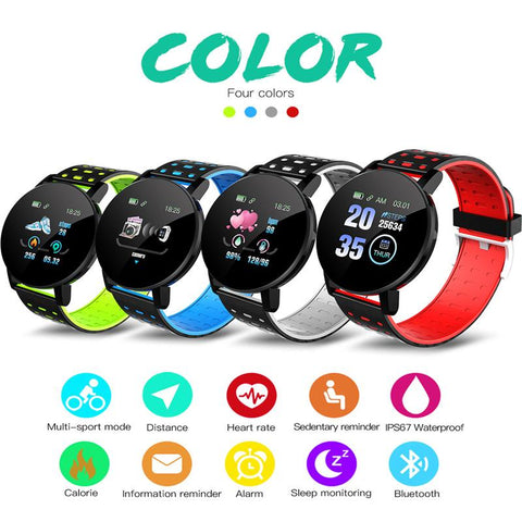 119Plus Smart Watch Blood Pressure Sport Tracker Waterproof Bluetooth -CE00711-Veeddydropshipping