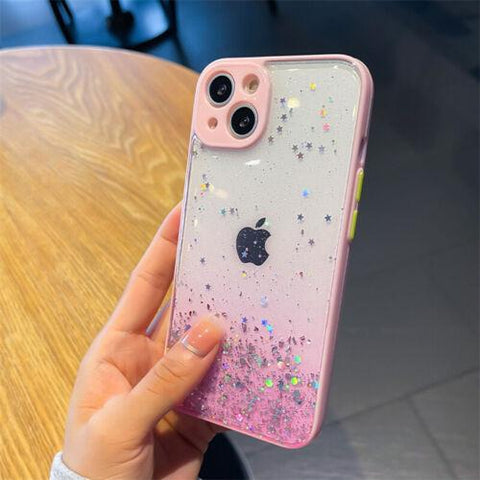 Case For iPhone 14 13 12 11 Pro Max XR 8 7 Glitter Clear Shockproof Phone Cover-PA00119-Veeddydropshipping