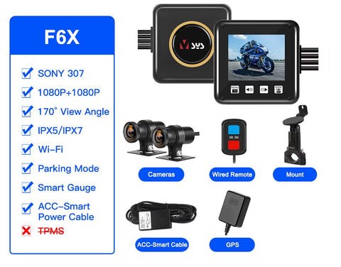 VSYS P6F Pro 2 Channel Motorcycle DVR WiFi Moto Camera Recorder-AM00562-Veeddydropshipping