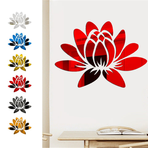 3D DIY Lotus Flower Mirror Wall Sticker-HA00230-Veeddydropshipping