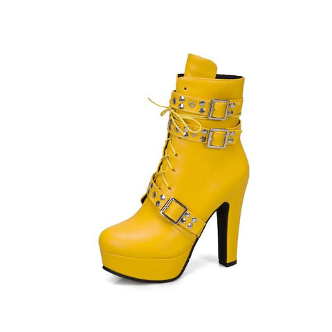 Platform Lace Up High Heel Short Female Buckle Autumn-BS00904-Veeddydropshipping