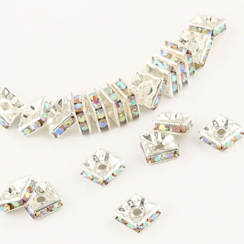 Square Rhinestone  Crystal Spacer Beads For Jewelry Making DIY -JW01510-Veeddydropshipping