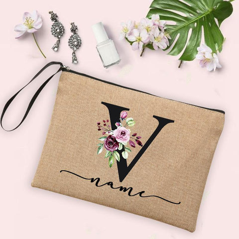 Cosmetic Bag Women Neceser Makeup Bag Linen Zipper Pouch-BS00089-Veeddydropshipping
