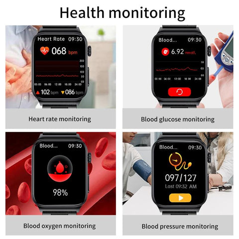2023 New Blood Glucose Monitor Health Smart Watch Men ECG+PPG Blood-CE00532-Veeddydropshipping