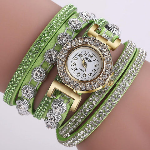 Watch Fashion Leather With Diamond Bracelets for Women Clock-JW00999-Veeddydropshipping