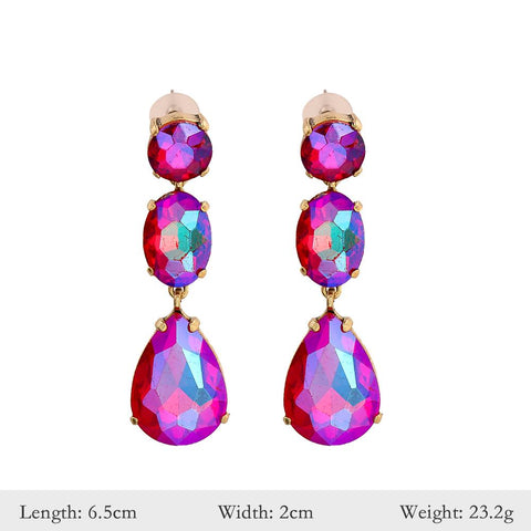 Elegant Purple Series Styles Metal Rhinestone Tassel Dangle Earrings -JW01443-Veeddydropshipping