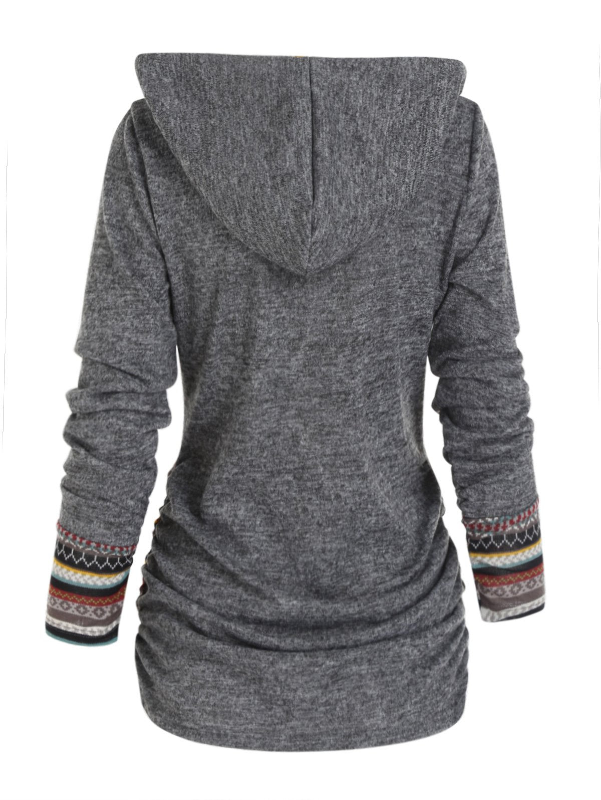 Tribal Geometric Stripe Panel Hooded Knit Top Long Sleeve-Veeddydropshipping