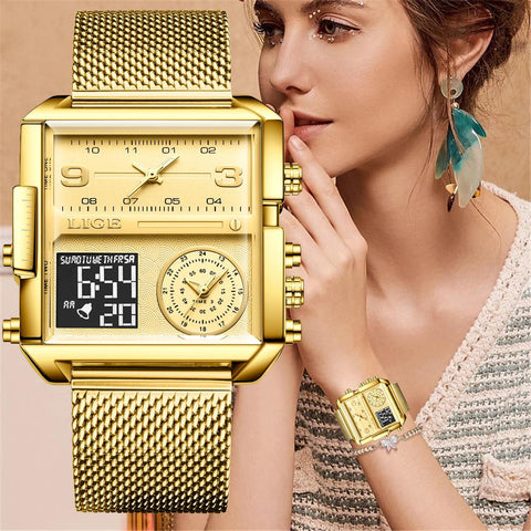 Luxury Creative Square Watches Ladies Fashion Dual Display -JW00900-Veeddydropshipping