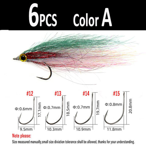 6pcs Wounded Ice Dub Minnow Fly Fishing Flies Realistic Baitfish Lures-OS00531-Veeddydropshipping