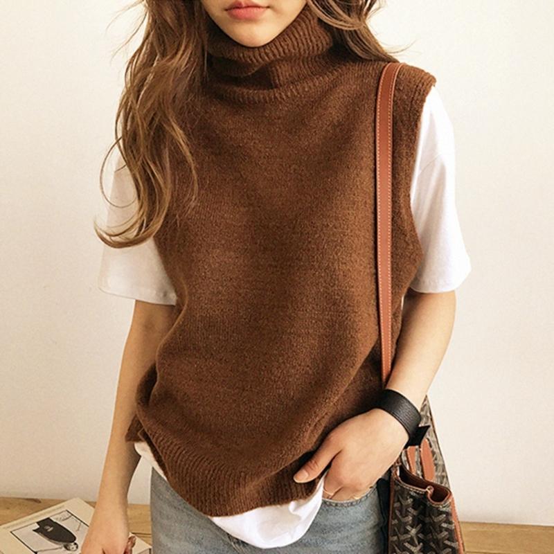 Women Knitted High-neck Vest Loose Comfortable Cashmere Sweater-Veeddydropshipping