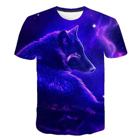 Animal Wolf T Shirt Kids Boys Clothes Summer Short Sleeve Girls Tops-TB01168-Veeddydropshipping