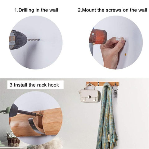 Bamboo Floating Wall-Mounted Rack Coat Hook-HA01554-Veeddydropshipping