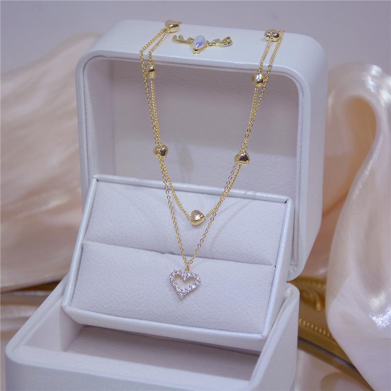 Fashion  Double Layer Heart Necklace For Women -JW01213-Veeddydropshipping