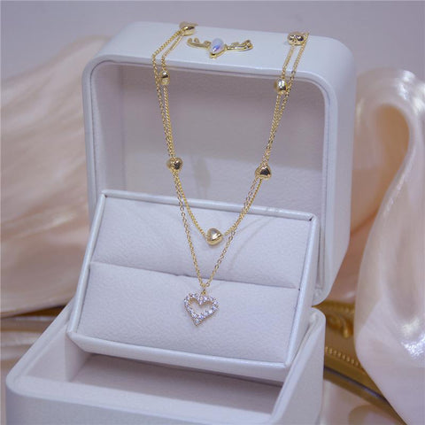Fashion  Double Layer Heart Necklace For Women -JW01213-Veeddydropshipping