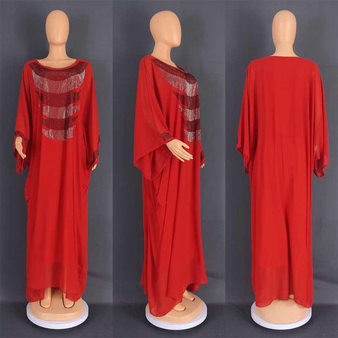 African Long Sleeve Plus Size Long Maxi Dress-Veeddydropshipping