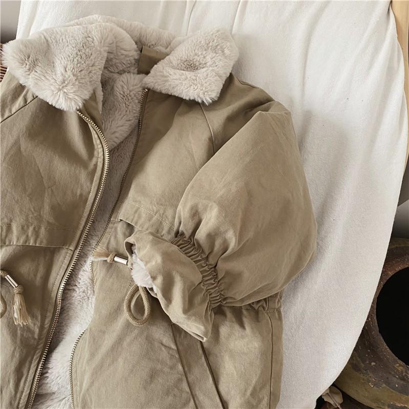 Baby Boys Khaki Lamb Wool Blend Parkas Coat Autumn Winter Coats Fur Jackets-TB01004-Veeddydropshipping