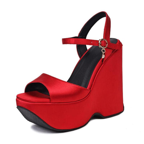 Women Peep Toe Punk Style High Wedges Heels Shoes Wedding-BS00840-Veeddydropshipping