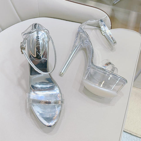 Station Catwalk Ladies Sexy PVC Transparent Shoes 14cm Thin High-BS00847-Veeddydropshipping