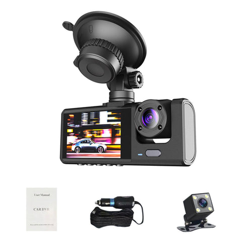 3 Camera Dash Cam 1080P Front And Inside 2 Inch Screen Rear CAR Black-AM00699-Veeddydropshipping