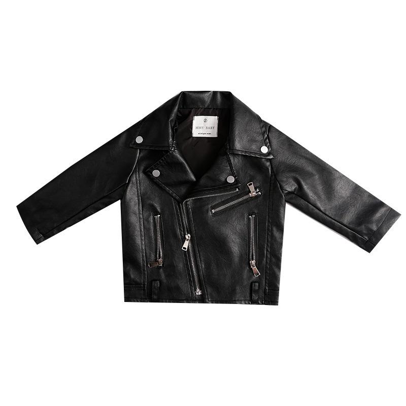 Baby Girls Faux Leather Jacket Zipper Fly Coat-Veeddydropshipping