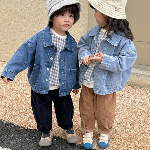 Spring Unisex Children Denim Coats Boys Girls Outerwear-Veeddydropshipping