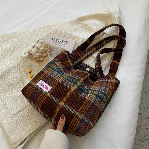 Wool Shopper Bags For Women Large Capacity Autumn Winter New-BS00112-Veeddydropshipping