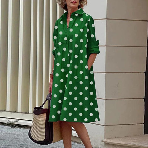 Long Sleeves Turn-down Collar Streetwear Female Dresses-Veeddydropshipping