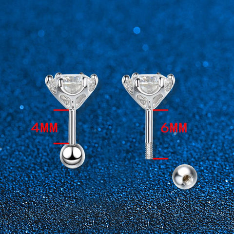 925 Sterling Silver Moissanite Screw Stud Earrings Drop Diamond For Women-JW00050-Veeddydropshipping