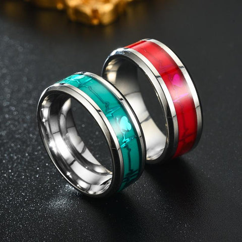 Stainless Steel Luminous Ring for Women Men Heartbeat  Couple Wedding Jewelry -JW01405-Veeddydropshipping